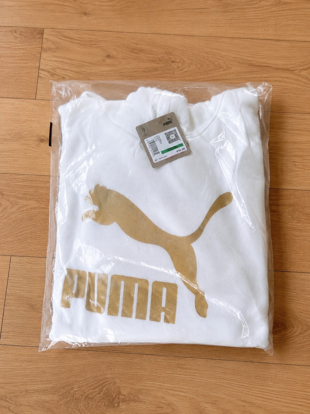 Puma White Hoodie with Gold Puma Logo - Picture 3 of 3